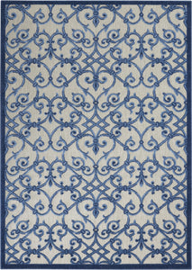 5’ x 8’ Gray and Blue Indoor Outdoor Area Rug