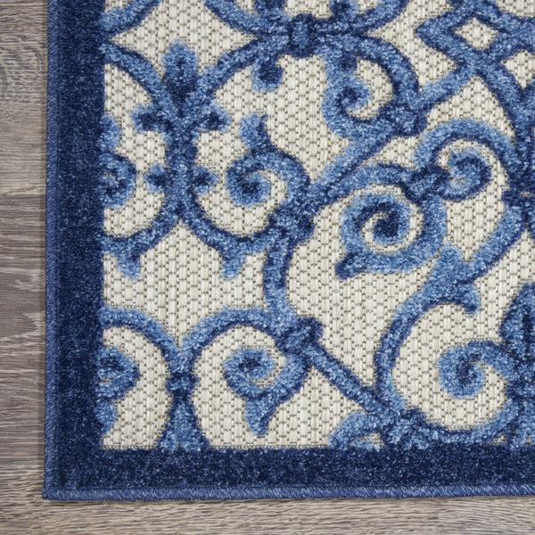 5’ x 8’ Gray and Blue Indoor Outdoor Area Rug