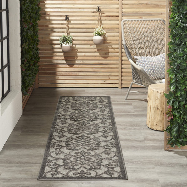 2’ x 10’ Gray and Charcoal Indoor Outdoor Runner Rug