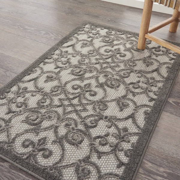 3’ x 4’ Gray and Charcoal Indoor Outdoor Area Rug