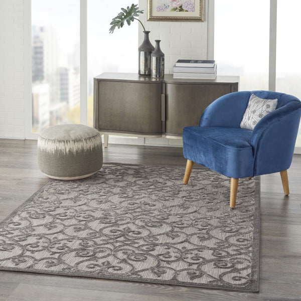 4’ x 6’ Gray and Charcoal Indoor Outdoor Area Rug