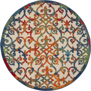 4’ Round Rainbow Colored Indoor Outdoor Area Rug