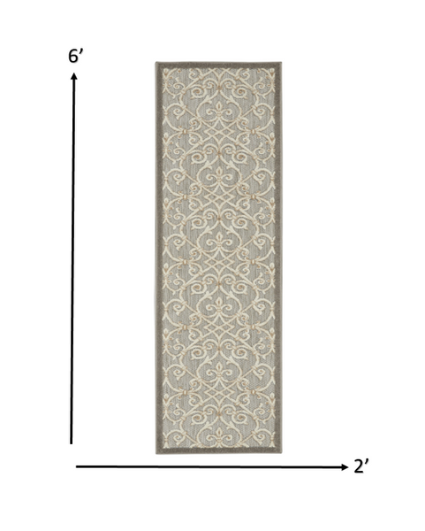 2’ x 6’ Natural and Gray Indoor Outdoor Runner Rug