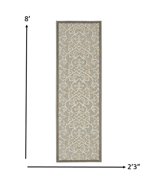 2’ x 8’ Natural and Gray Indoor Outdoor Runner Rug