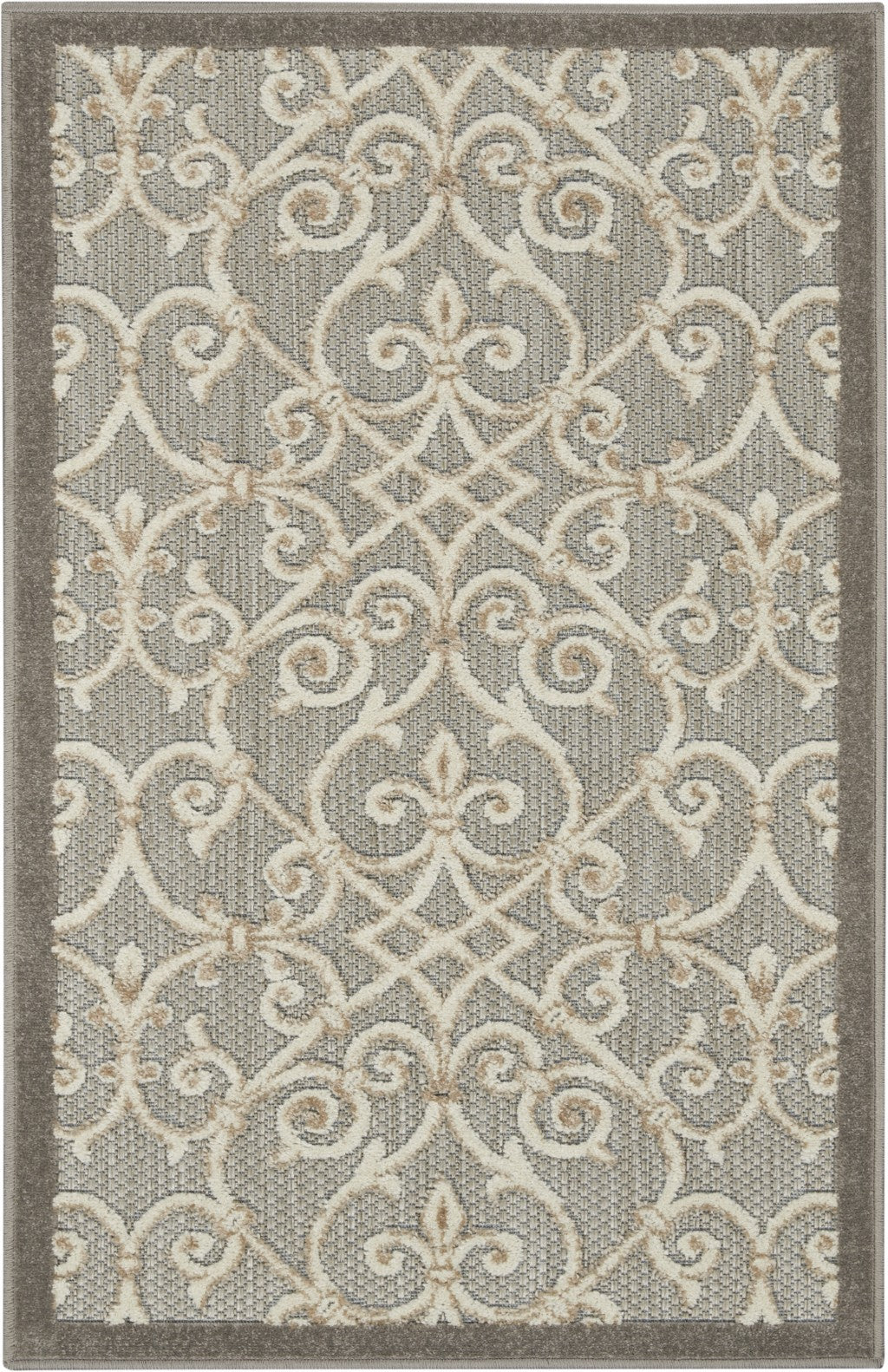 3’ x 4’ Natural and Gray Indoor Outdoor Area Rug