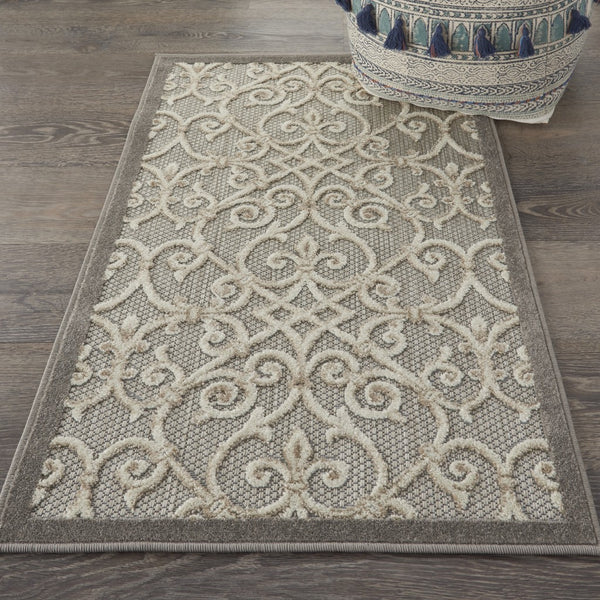 3’ x 4’ Natural and Gray Indoor Outdoor Area Rug