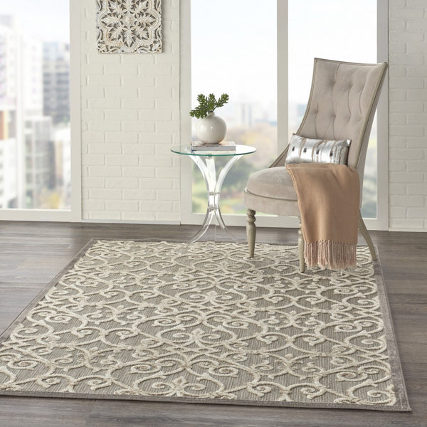 5’ x 8’ Natural and Gray Indoor Outdoor Area Rug