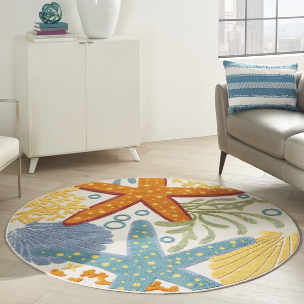 4’ Round Multicolor Indoor Outdoor Area Rug