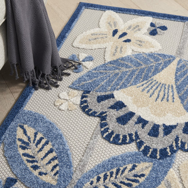 5’ x 7' Blue and Gray Indoor Outdoor Area Rug