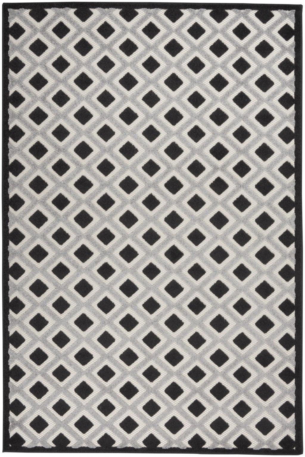 5’ x 8’ Black White Gray Indoor Outdoor Area Rug