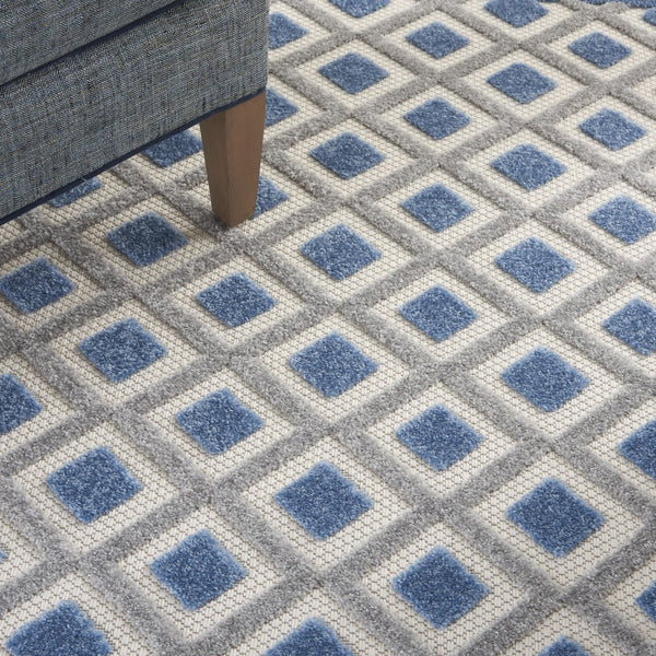 5’ x 8’ Blue and Gray Indoor Outdoor Area Rug