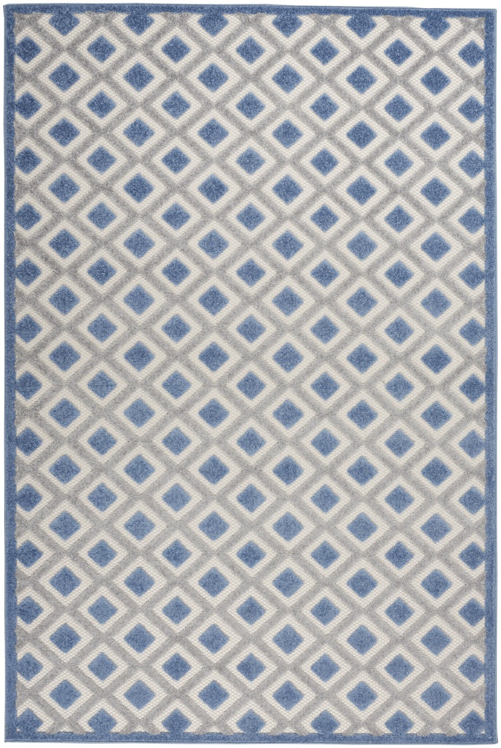 6’ x 9’ Blue and Gray Indoor Outdoor Area Rug