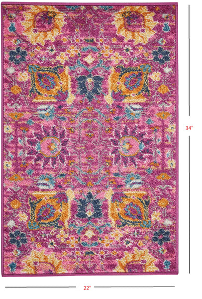 2’ x 3’ Fuchsia and Orange Distressed Scatter Rug