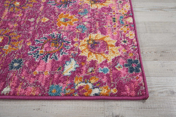 2’ x 8’ Fuchsia and Orange Distressed Runner Rug