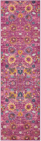 2’ x 8’ Fuchsia and Orange Distressed Runner Rug