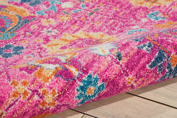 5’ x 7’ Fuchsia and Orange Distressed Area Rug