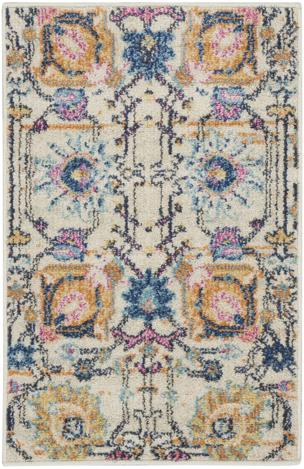 2’ x 3’ Ivory and Multicolor Floral Buds Scatter Rug