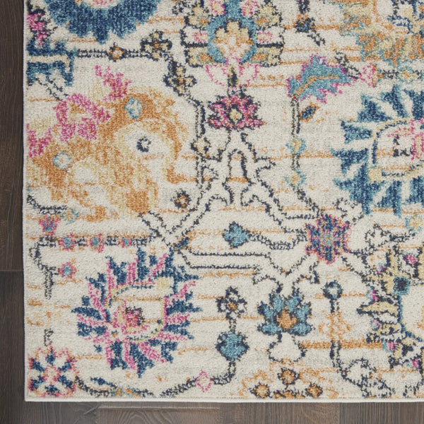 2’ x 10’ Ivory and Multicolor Floral Buds Runner Rug