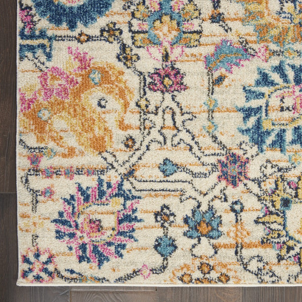 4’ x 6’ Ivory and Multicolor Floral Buds Area Rug