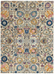 5’ x 7’ Ivory and Multicolor Floral Buds Area Rug