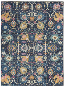 5’ x 7’ Navy Blue Floral Buds Area Rug