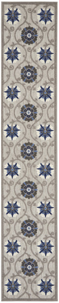 2’ x 12’ Gray and Blue Indoor Outdoor Runner Rug