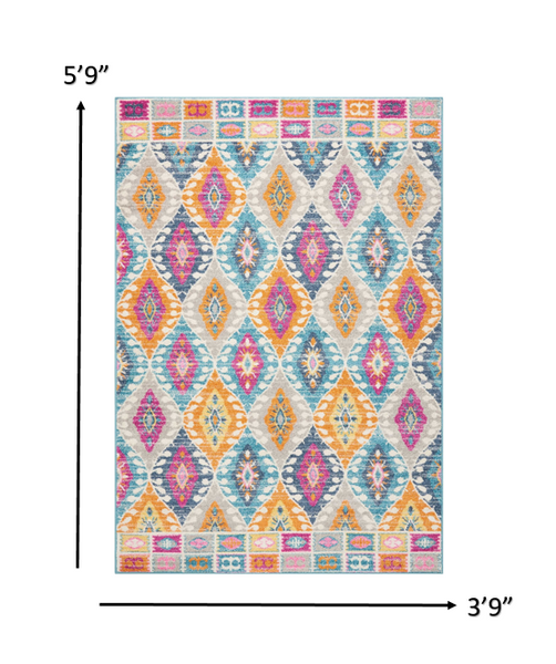 4’ x 6’ Multicolor Ogee Pattern Area Rug