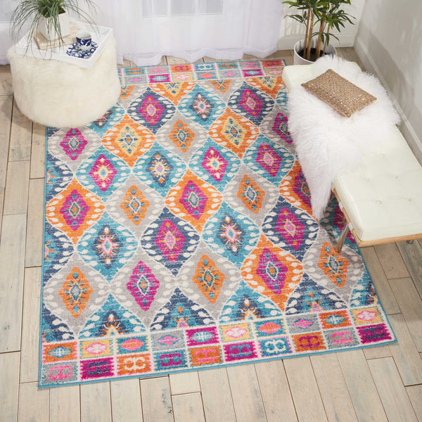 4’ x 6’ Multicolor Ogee Pattern Area Rug