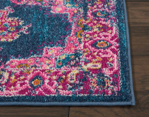 2’ x 3’ Blue and Pink Medallion Scatter Rug