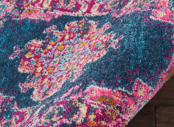 2’ x 3’ Blue and Pink Medallion Scatter Rug