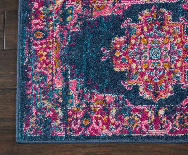 2’ x 3’ Blue and Pink Medallion Scatter Rug