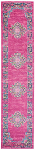 2’ x 10’ Fuchsia and Blue Distressed Runner Rug