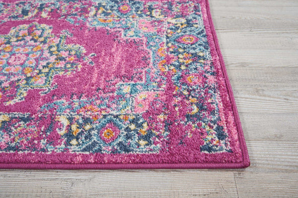 2’ x 3’ Fuchsia and Blue Distressed Scatter Rug