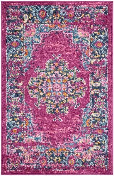 2’ x 3’ Fuchsia and Blue Distressed Scatter Rug