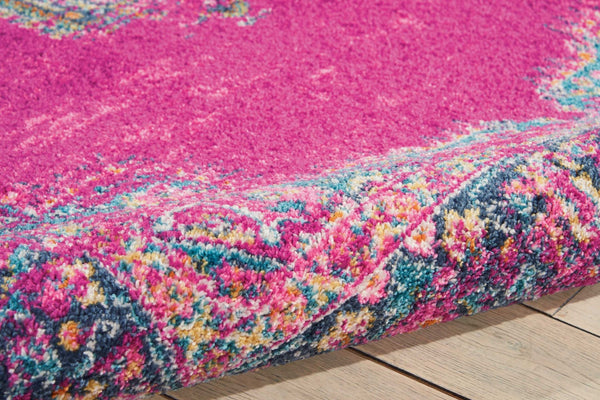 4’ x 6’ Fuchsia and Blue Distressed Area Rug