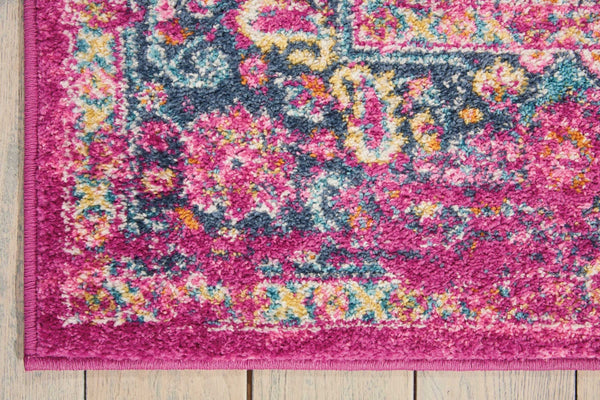 4’ x 6’ Fuchsia and Blue Distressed Area Rug