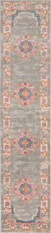 2’ x 10’ Gray and Gold Medallion Runner Rug