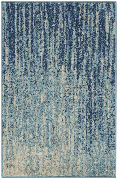 2’ x 3’ Navy and Light Blue Abstract Scatter Rug