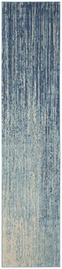 2’ x 10’ Navy and Light Blue Abstract Runner Rug