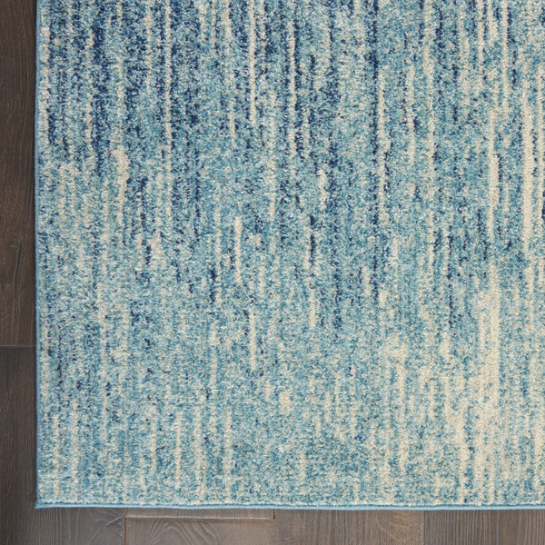 2’ x 8’ Navy and Light Blue Abstract Runner Rug