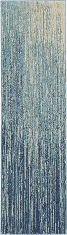 2’ x 8’ Navy and Light Blue Abstract Runner Rug