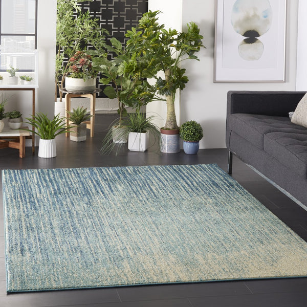 4’ x 6’ Navy and Light Blue Abstract Area Rug