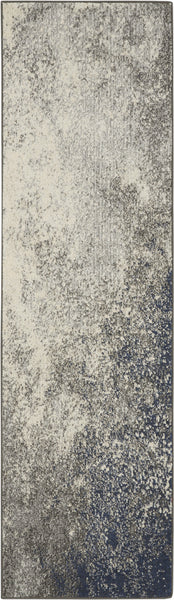 2’ x 8’ Charcoal and Ivory Abstract Runner Rug