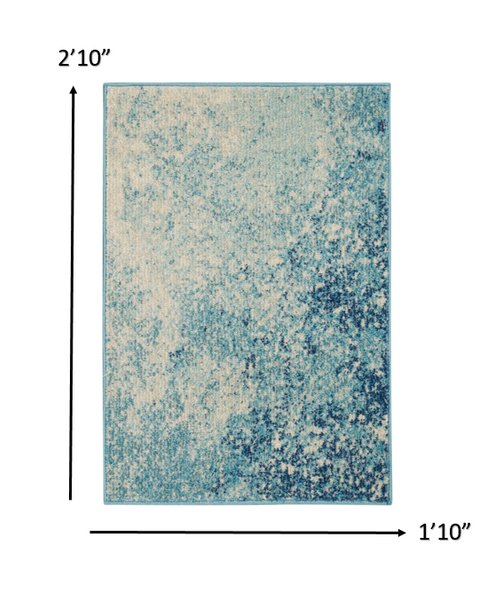 2’ x 3’ Light Blue and Ivory Abstract Sky Scatter Rug