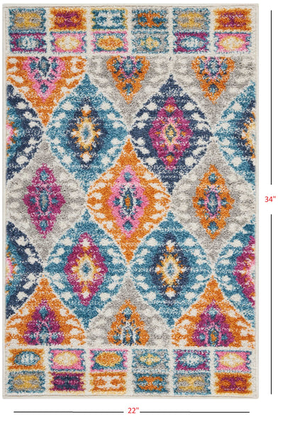 2’ x 3’ Multicolor Ogee Pattern Scatter Rug