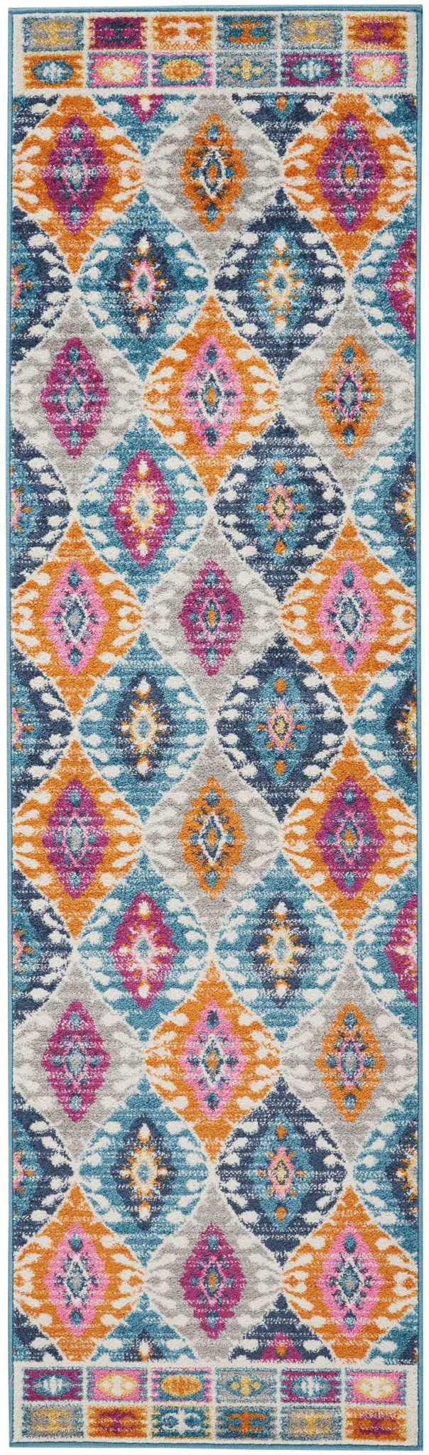 2’ x 8’ Multicolor Ogee Pattern Runner Rug