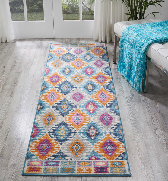 2’ x 8’ Multicolor Ogee Pattern Runner Rug