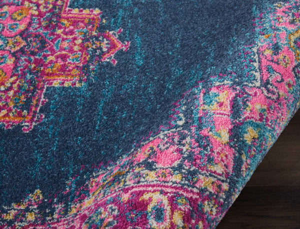 4’ x 6’ Blue and Pink Medallion Area Rug