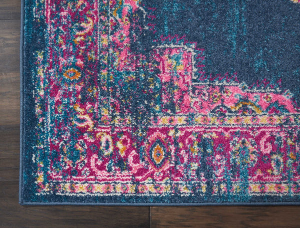 4’ x 6’ Blue and Pink Medallion Area Rug