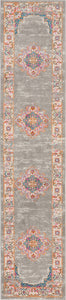 2’ x 6’ Gray and Gold Medallion Runner Rug